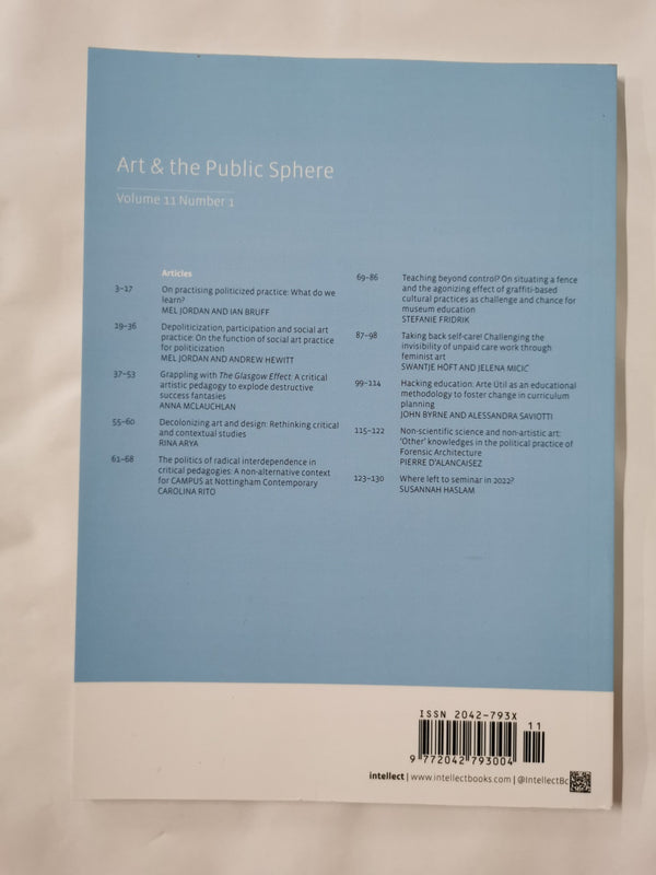 ART & THE PUBLIC SPHERE Volume 11 Number 1 (Journal)