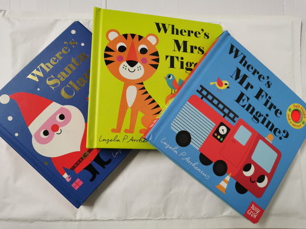 Where's Mr & Mrs 3 Book Set Incl. Mr Fire Engine, Mrs Tiger, Santa Claus