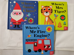 Where's Mr & Mrs 3 Book Set Incl. Mr Fire Engine, Mrs Tiger, Santa Claus
