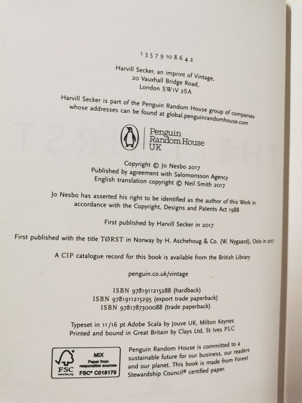 The Thirst : A Harry Hole Novel by Jo Nesbo (2017, Hardcover) (Yellow Spredges)