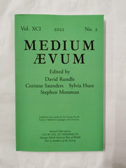 Medium Ævum Vol XCI 2022 No. 2, Edited by David Rundle, Corinne Saunders etc.