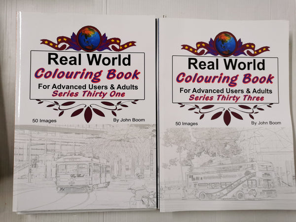 8 x ADULT COLOURING BOOKS: Real World Series by John Bloom